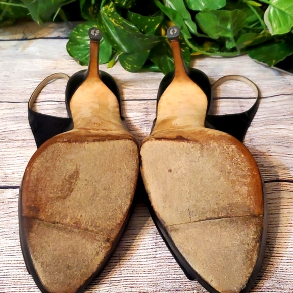 Jimmy Choo Black Leather Peeptoe Slingback Heels - Picture 13 of 16